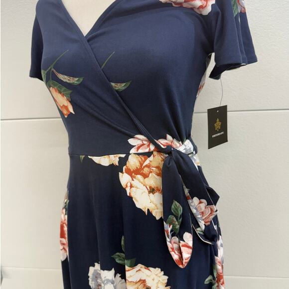 *NWT* Fortune + Ivy Irene Faux Wrap High Lo Brushed Knit Midi Dress Size Small - Picture 2 of 7